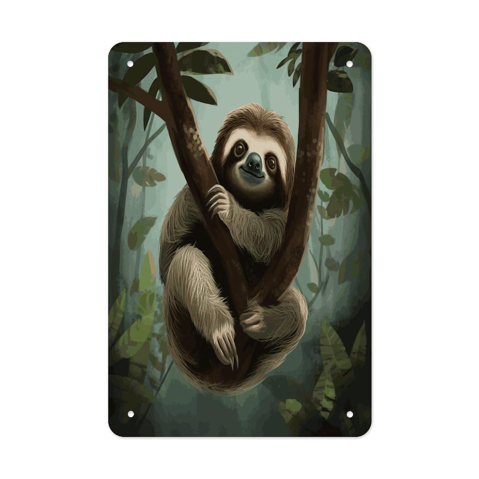 LDGSUPH Sloth2 Wall Art Prints Folded Edge Iron Sheet Painting with Holes for Wall Prints Decorative Picture Metal Signboard Decor Painting for Outdoor Indoor Wall Decor