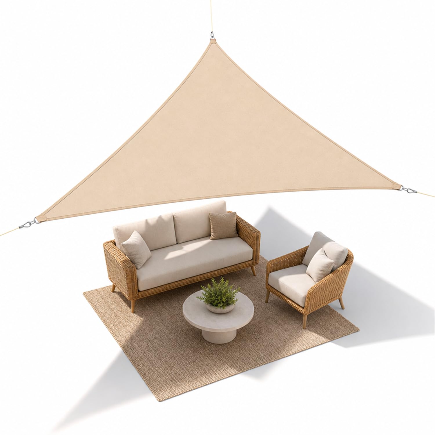 Tenda a Vela Parasole Ombreggiante Traspirante Permeabile Telo Telone per Esterno, Giardino, Terrazzo, Balcone Rettangolare e Quadrata Resistente ai Raggi UV (Triangolare, 5 x 5 x 5 metri)