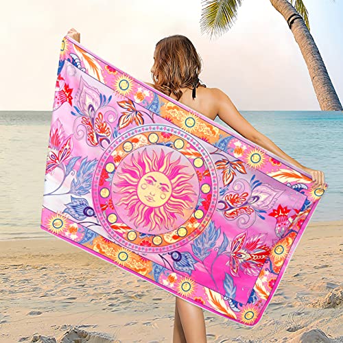 Aspmiz Burning Sun Beach Towel Oversized, Sun And Moon Bath Towel Psychedelic Mandala Towel For Women Men, Super Absorbent Sand Free Beach Towels For Bathroom Swim Sport Gym, 30 X 60 #TOP1