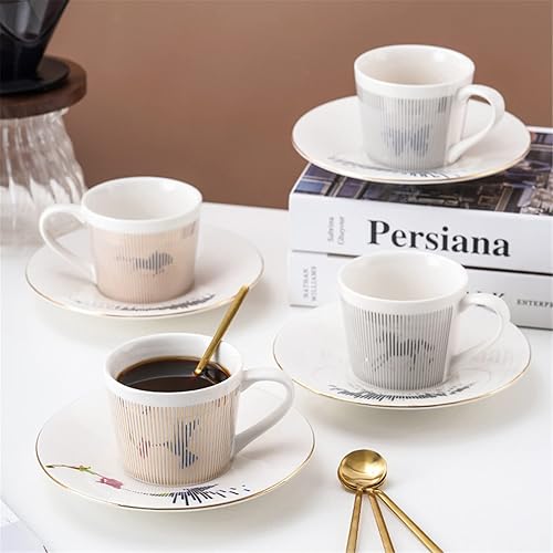 Miniatura 9 de Juego de tazas de café, taza de espejo y platillo creativo de lujo, taza de imagen invertida, taza de té de porcelana con incrustaciones doradas,