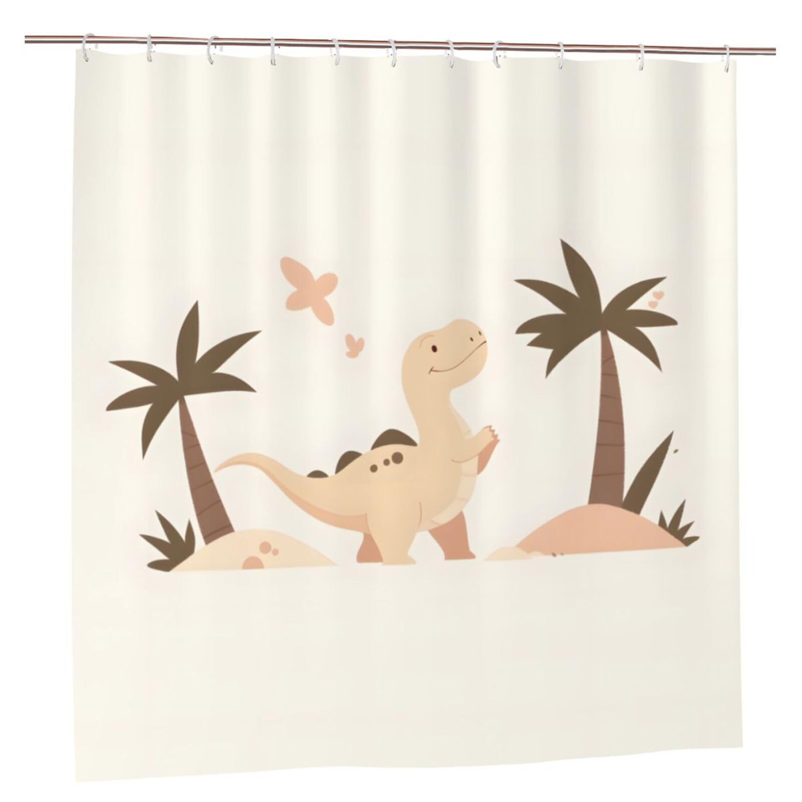 Rideau de douche dinosaure beige pour salle de bain familiale Mexpekil en tissu 183 cm