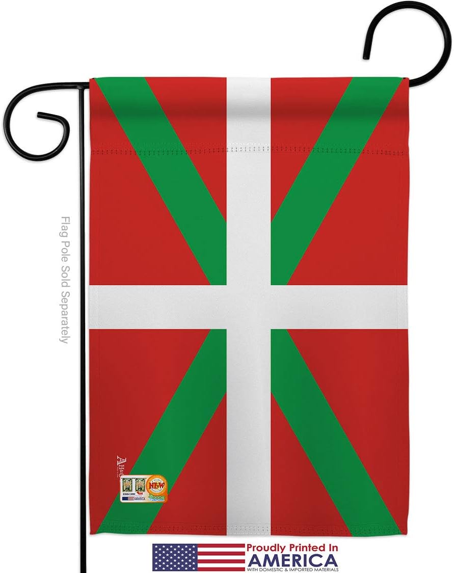 Basque Country Garden Flag Set Wall Holder Regional Nationality Nation International World Particular Area Small Decorative Gift Yard House Banner Made In USA 13 X 18.5