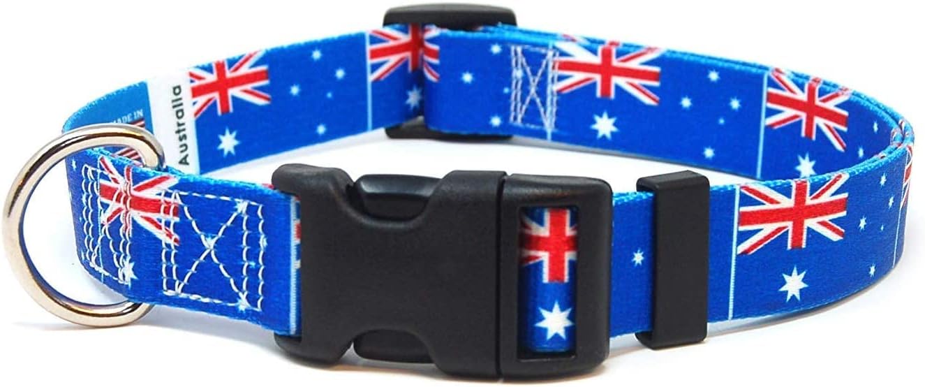Australia Dog Collar | Australia Flag | Martingale Slip-On | Made in NJ, USA | for Extra Large Dogs | 1 inch Wide