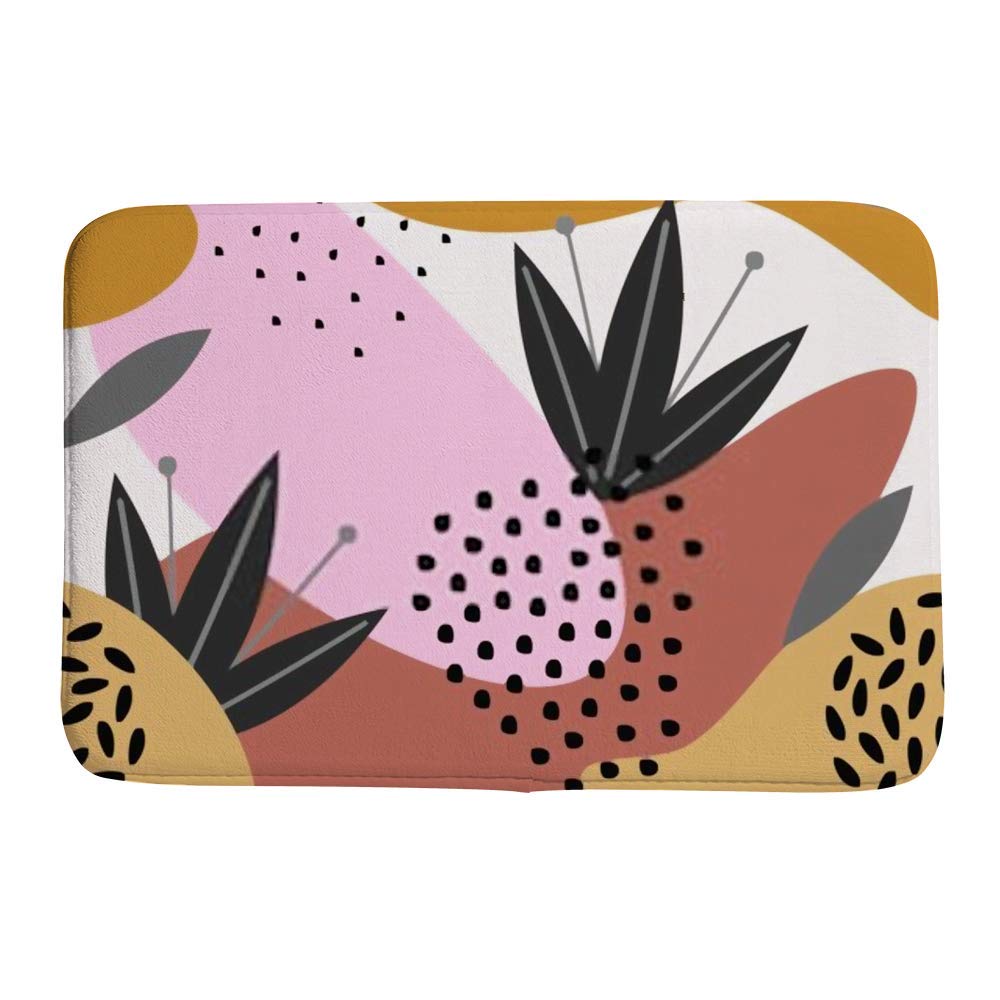 Tapis de bain antidérapant en polaire corail pastel fleurs 50x80cm