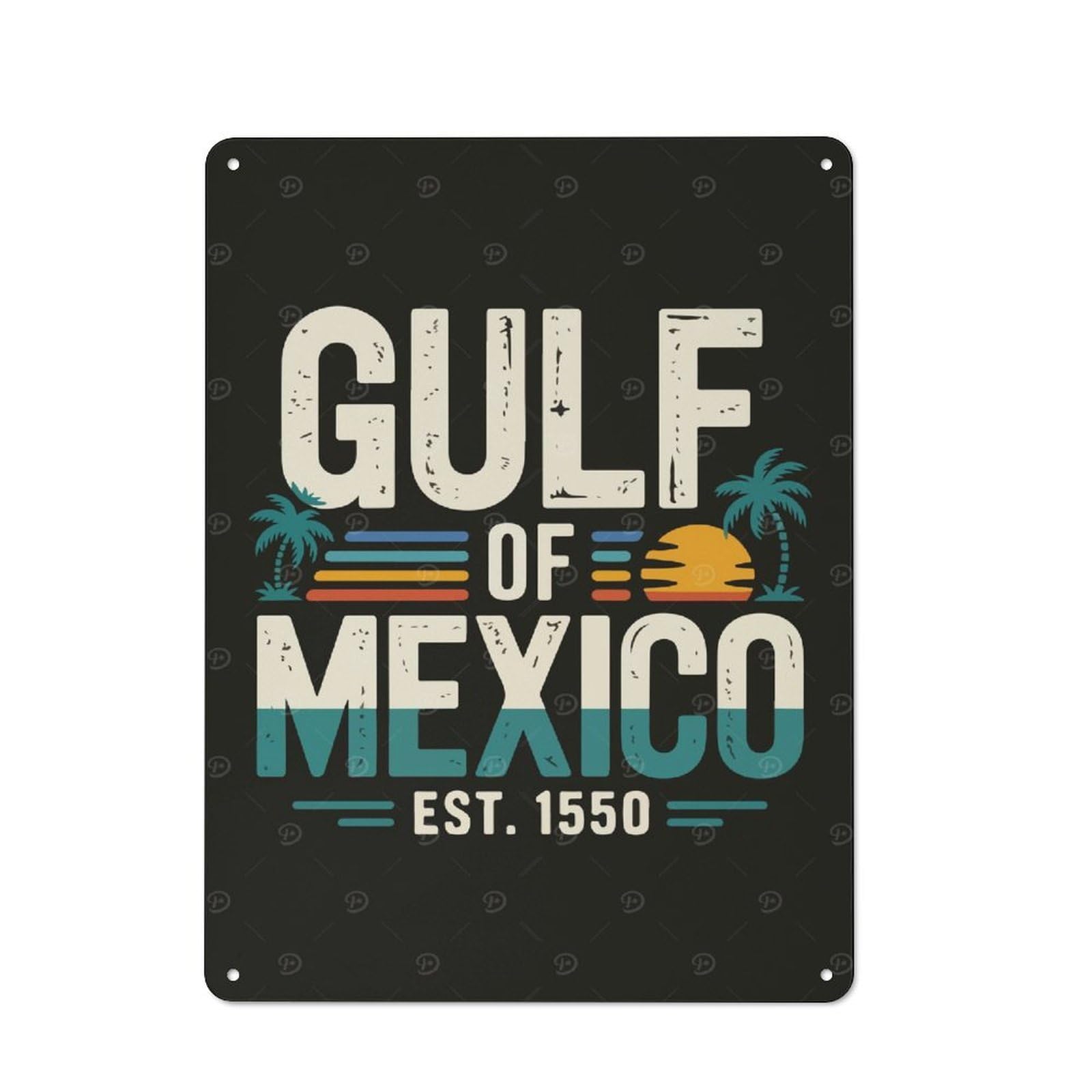 Junmoney Gulf Of Mexico Vintage Design Smart Office Metal Sign 40X30cm, Study Room Decor For Home Office, Reading Corner Or Bedroom