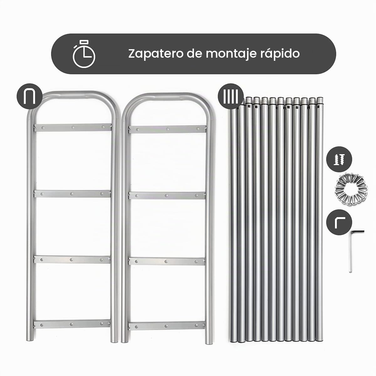 GUANJUNE Organizador de Zapatero Extensible de 4 Niveles,El Estante de Metal Resistente se Organiza con Capacidad para 20 Pares de Zapatos,Rack de Ahorro de Espacio para Armario