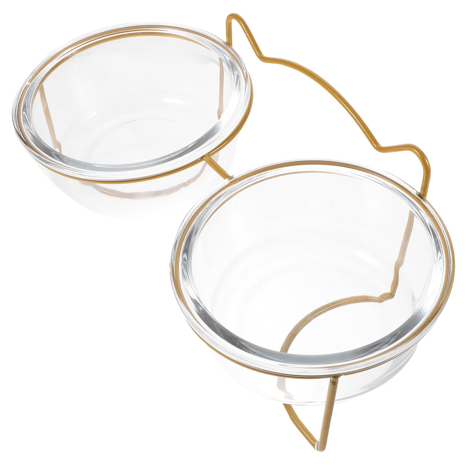 Toyvian Gamelle Double en Verre Inclinée pour Animaux de Compagnie, Bol Surélevé Facile à Laver Support Créatif en Métal, Adapté pour Chats et Chiens