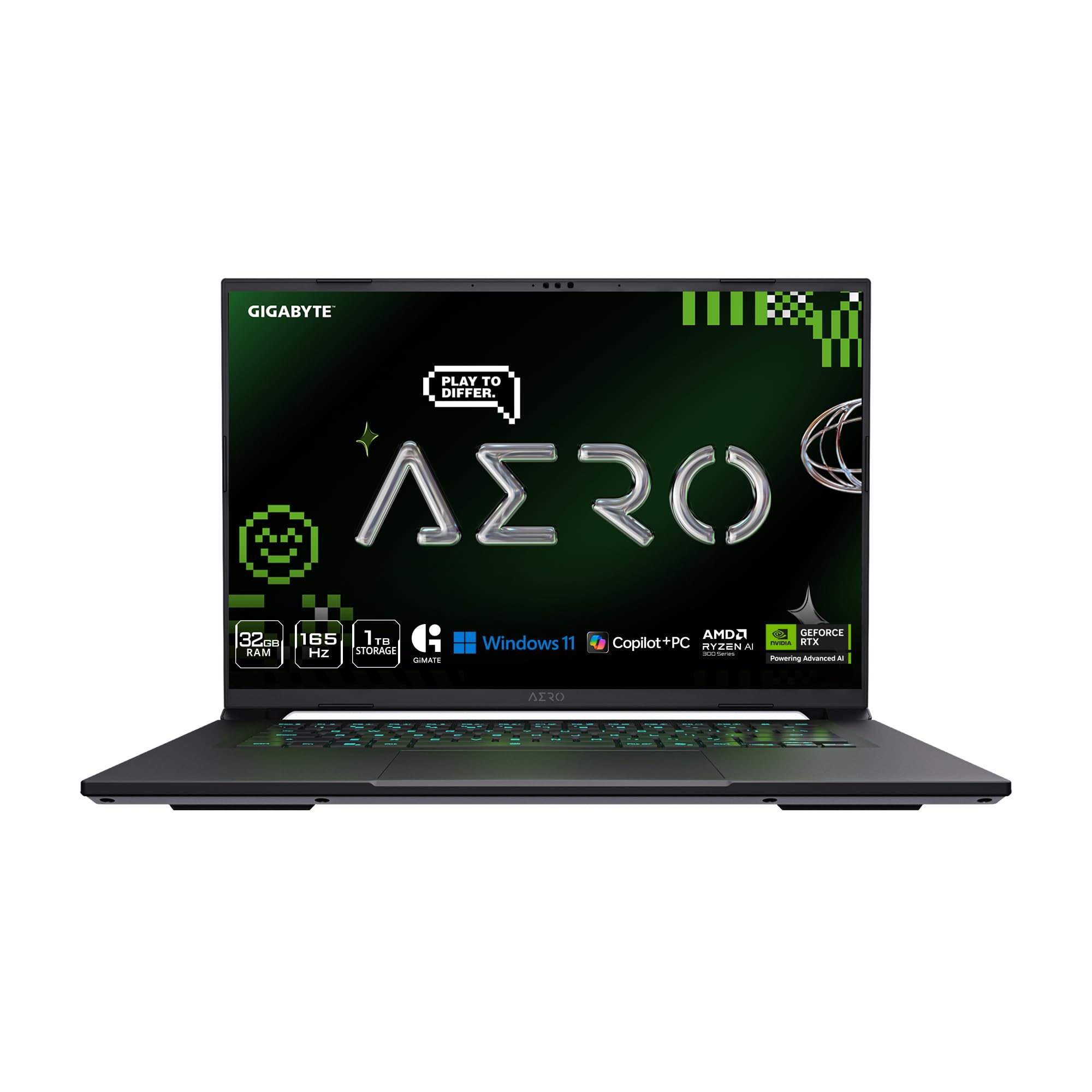 GigabyteAERO X16; Copilot+ PC - 165Hz 2560x1600 WQXGA - NVIDIA GeForce RTX 5070 - AMD Ryzen AI 9 HX 370-1TB SSD with 32GB DDR5 RAM - Windows 11 Home - Space Gray AERO X16 2WHA3USC64AH