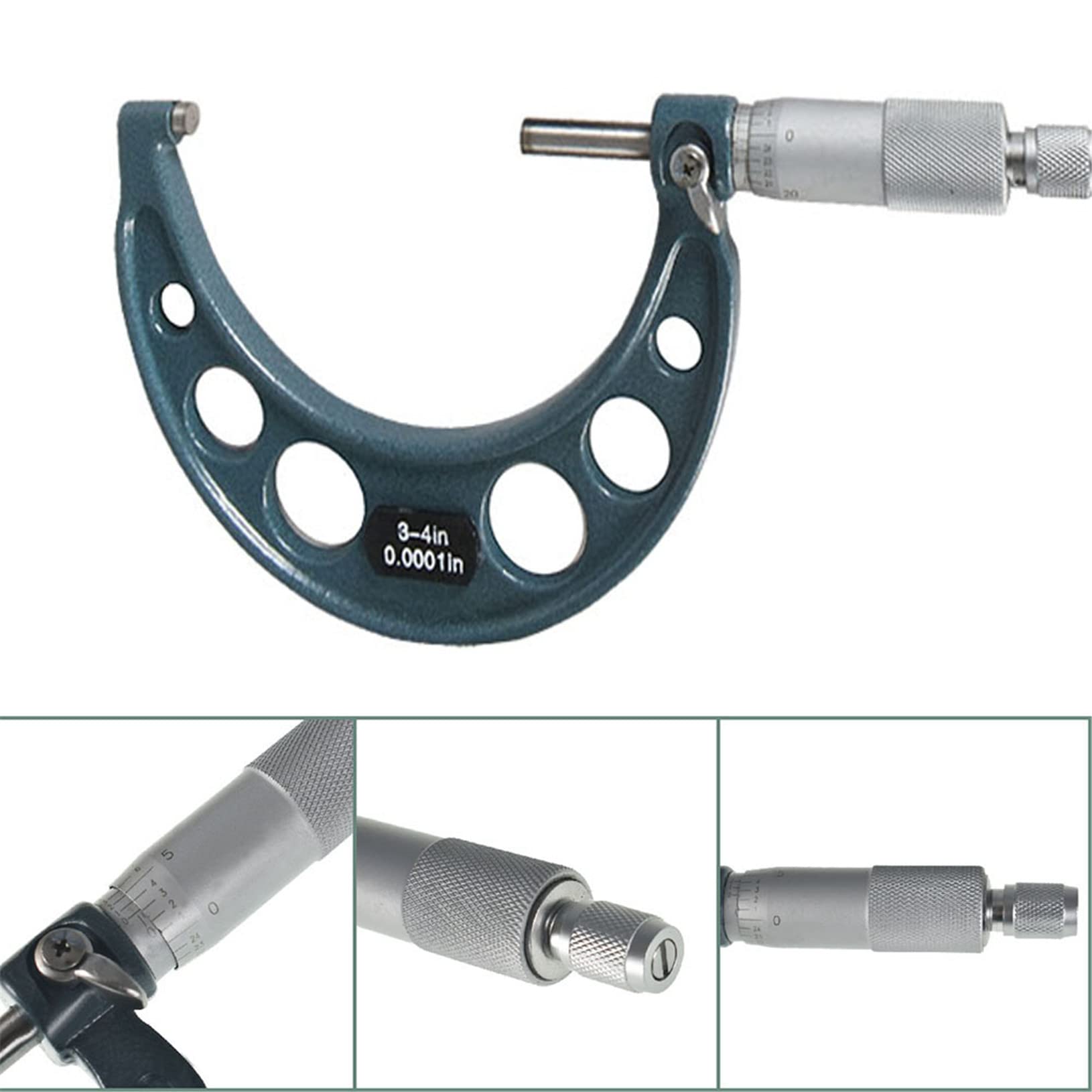 4er-Pack Außen-Mikrometer-Set 0-4 Zoll Präzisionsmaschinenwerkzeuge mit Hartmetallspitzen und Ratschenstopp