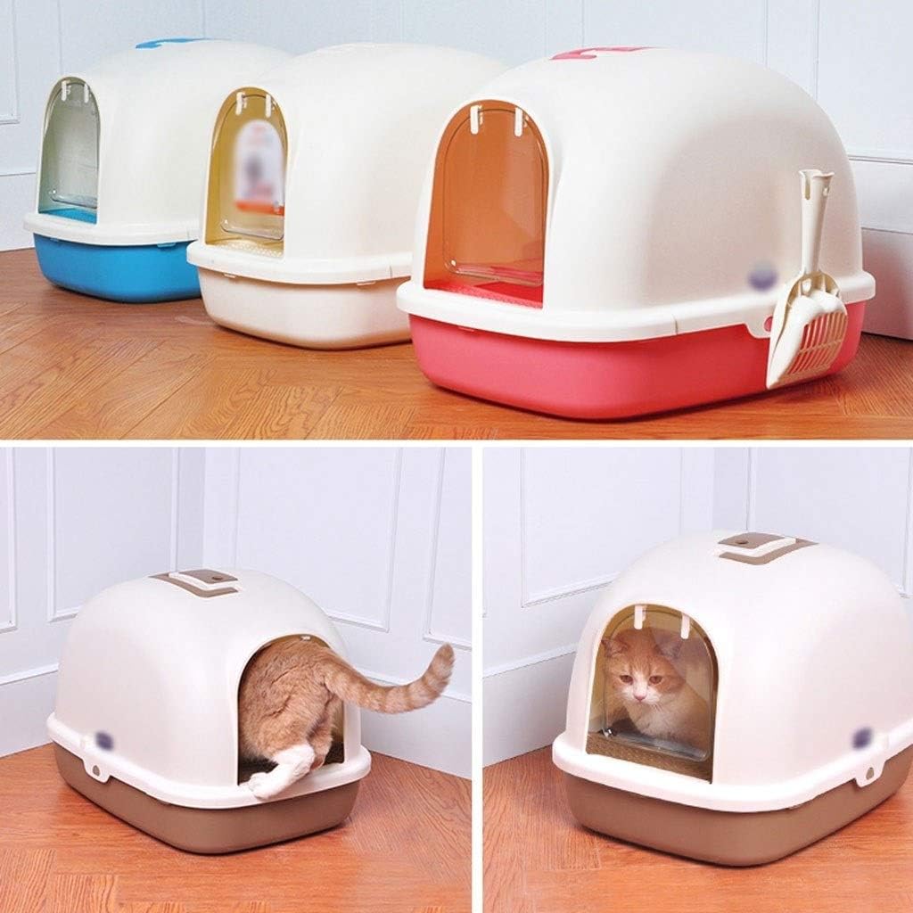 Cat Litter Boxes Creative Portable Cat Toilet Pet Trash Can Pet Supplies Cat Toilet Pet Toilet (Color : Blue) (Brown)