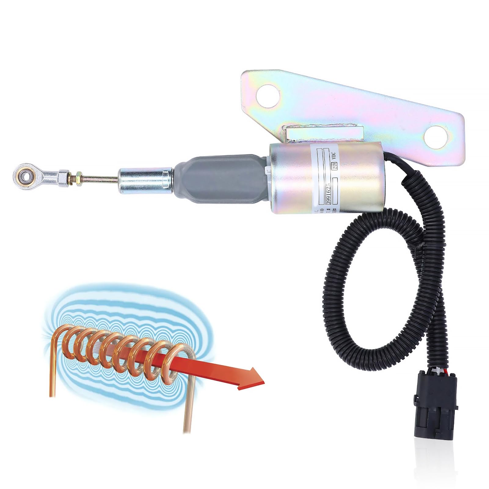 Válvula de Cierre de Combustible, 3991625 Solenoide de Parada de Motor Diésel de Corte sin Interferencias Alta Sensibilidad para Uso Industrial para Motores 6BT 5.9L