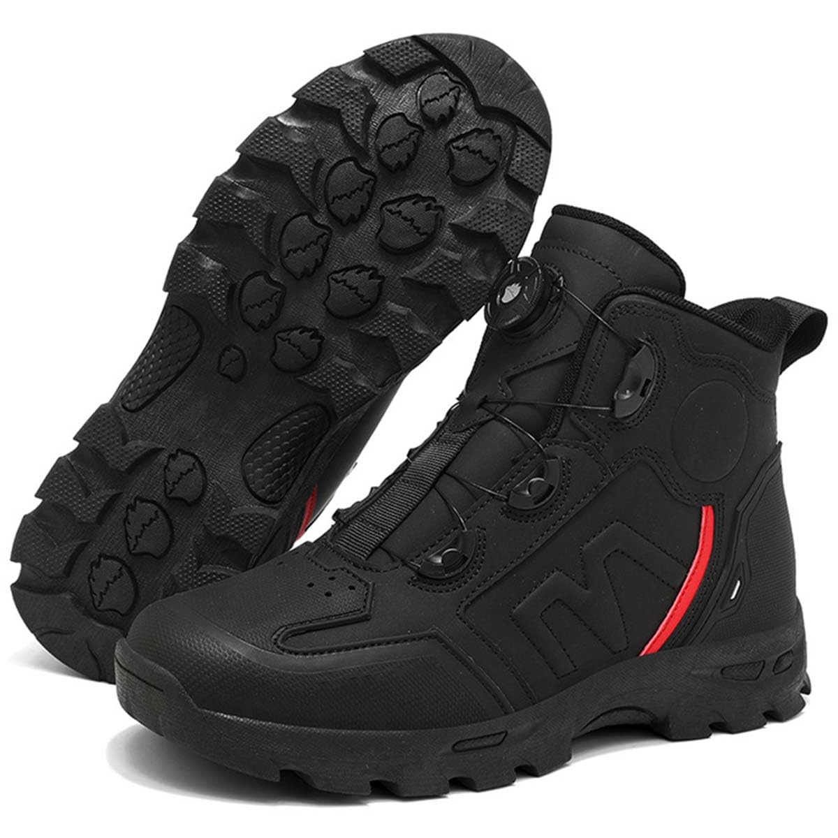 Stivali da Moto in Pelle per Uomo Scarpa da Motocicletta | Protezione Caviglia, Resistenti agli Urti, Chiusura Rapida, Impermeabile, Pista e Strada
