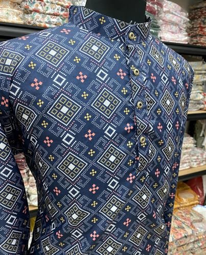 Image of FOXDX Men's Traditional Cotton Floral Printed Only Kurta