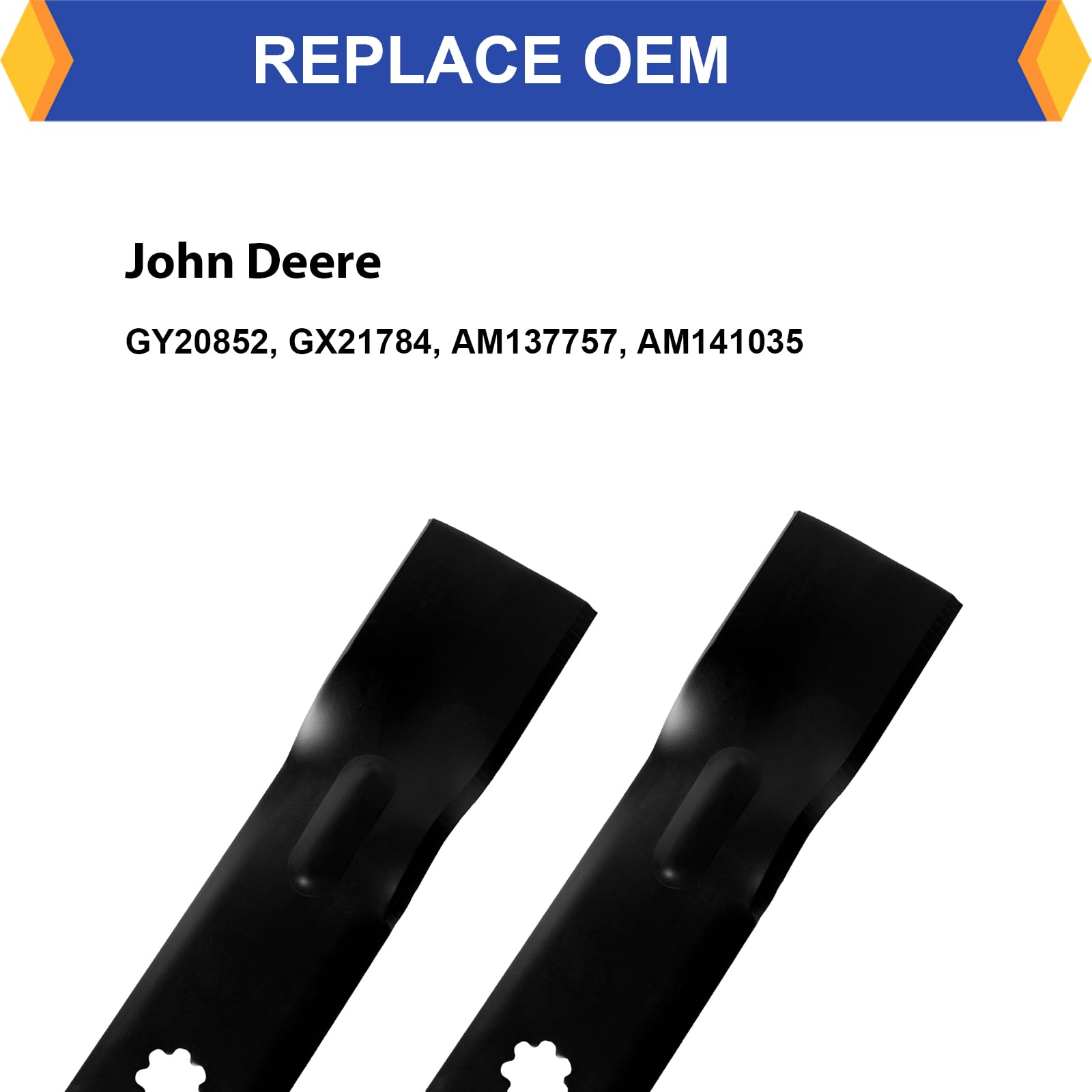 Paquete de 3 cuchillas de repuesto para cortacésped de alta elevación para John Deere GY20852 GX21784 AM141035 AM137757, se adapta a LA140 LA145 LA165 D140 para cortacésped de cubierta de 48