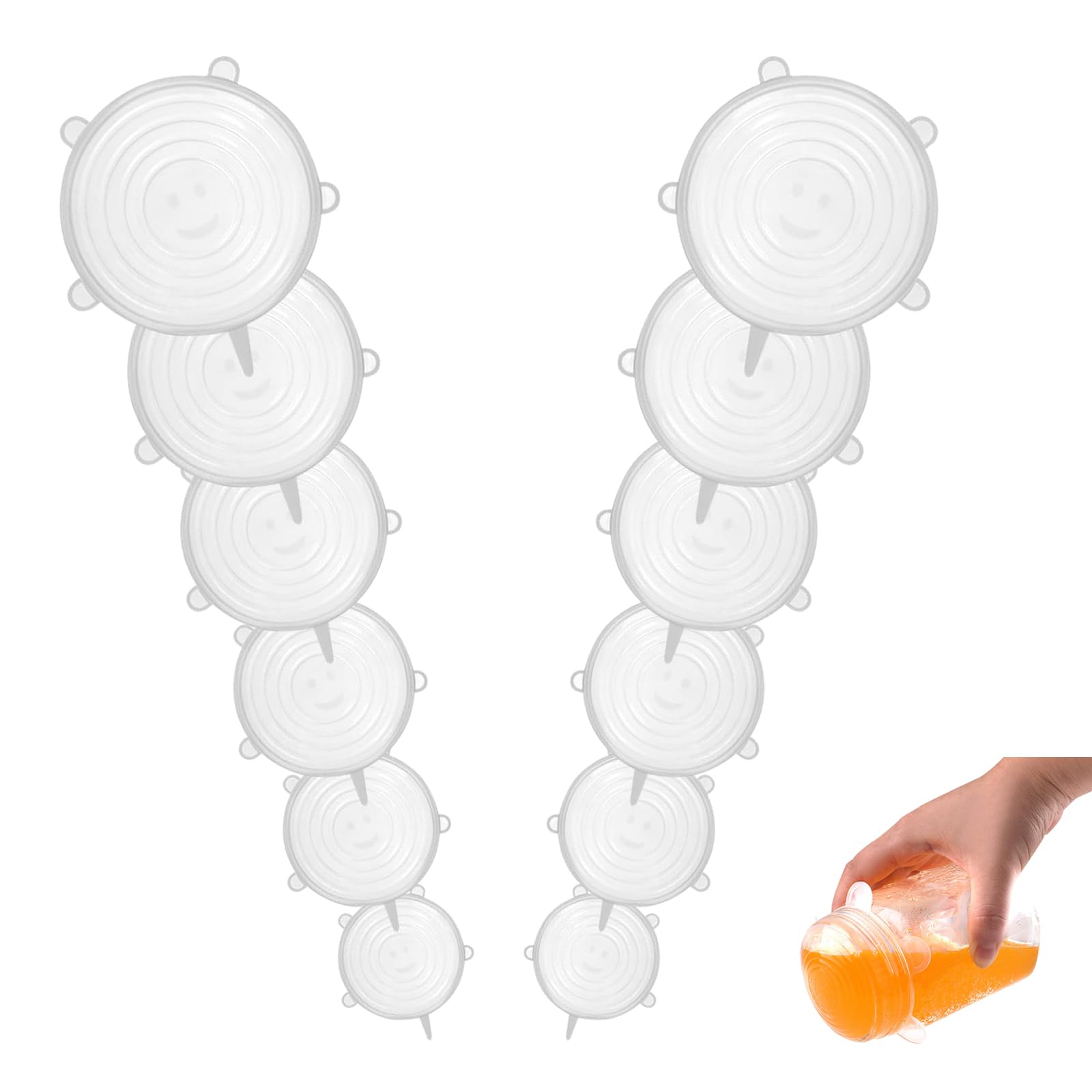 Siliconen deksels, rekbaar, siliconen deksel, universeel, rekbaar, deksel voor blikjes, 6 verschillende maten, siliconen deksel, yoghurtdeksel, deksel voor yoghurtbeker, voor kommen, bekers, blikjes
