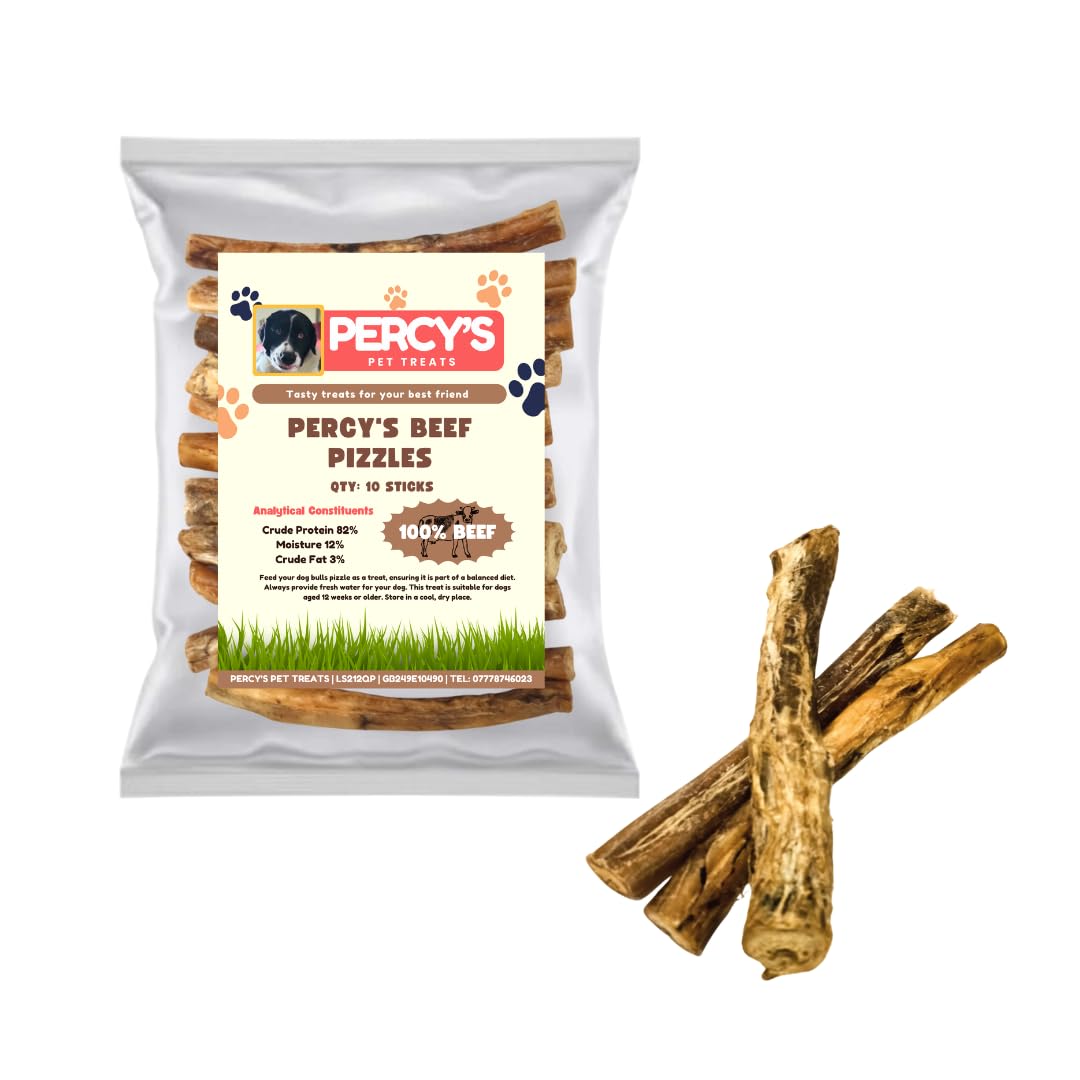 Thick Bulls Pizzle Sticks for Dogs - 30 Pack - Natural Grain Free Dog Chews - Dental Treat 100% Natural Beef - High in Protein - Low in Fat - Chew for Cleaner Teeth - Single Ingredient - Bulls Pizzle