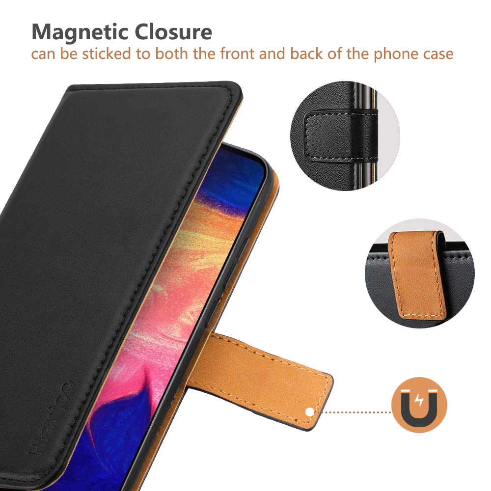 Hianjoo Etui na telefon kompatybilne z Samsung Galaxy A10, [skóra premium] portfel karty z klapką pokrowiec zamiennik do Samsung Galaxy A10 - czarne