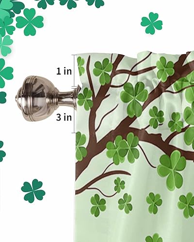 Miniatura 8 de ALAGEO Cortinas de ventana con diseño de trébol verde para el día de San Patricio, cenefas de cocina, gnomo, trébol de la suerte, cortinas cortas