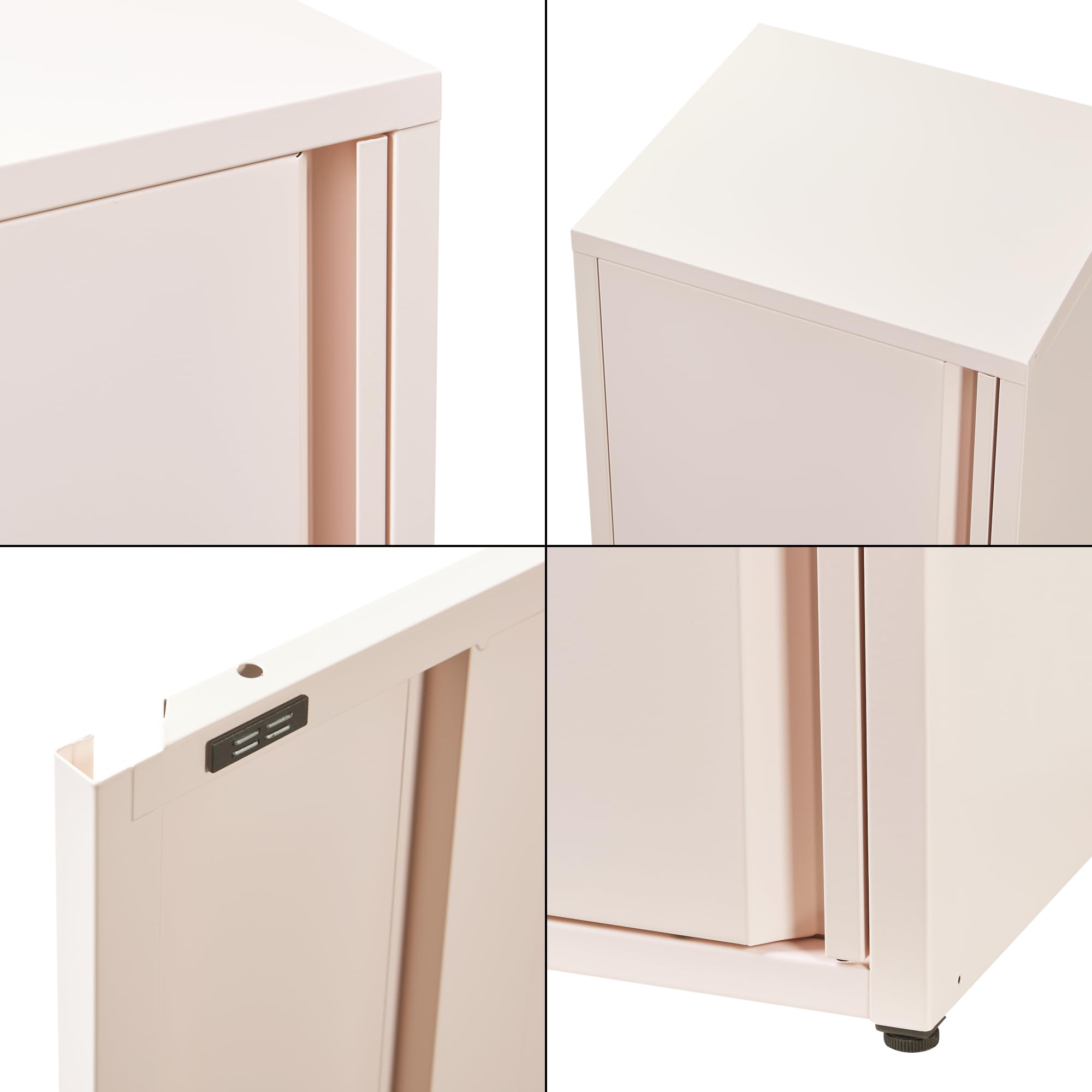 [en.casa] Armario de Oficina Burlöv Archivador de Estudio con 2 Estantes Regulables en Altura Mueble de Oficina con 1 Puerta y 3 Compartimentos Acero 88 x 40 x 35 cm - Rosa