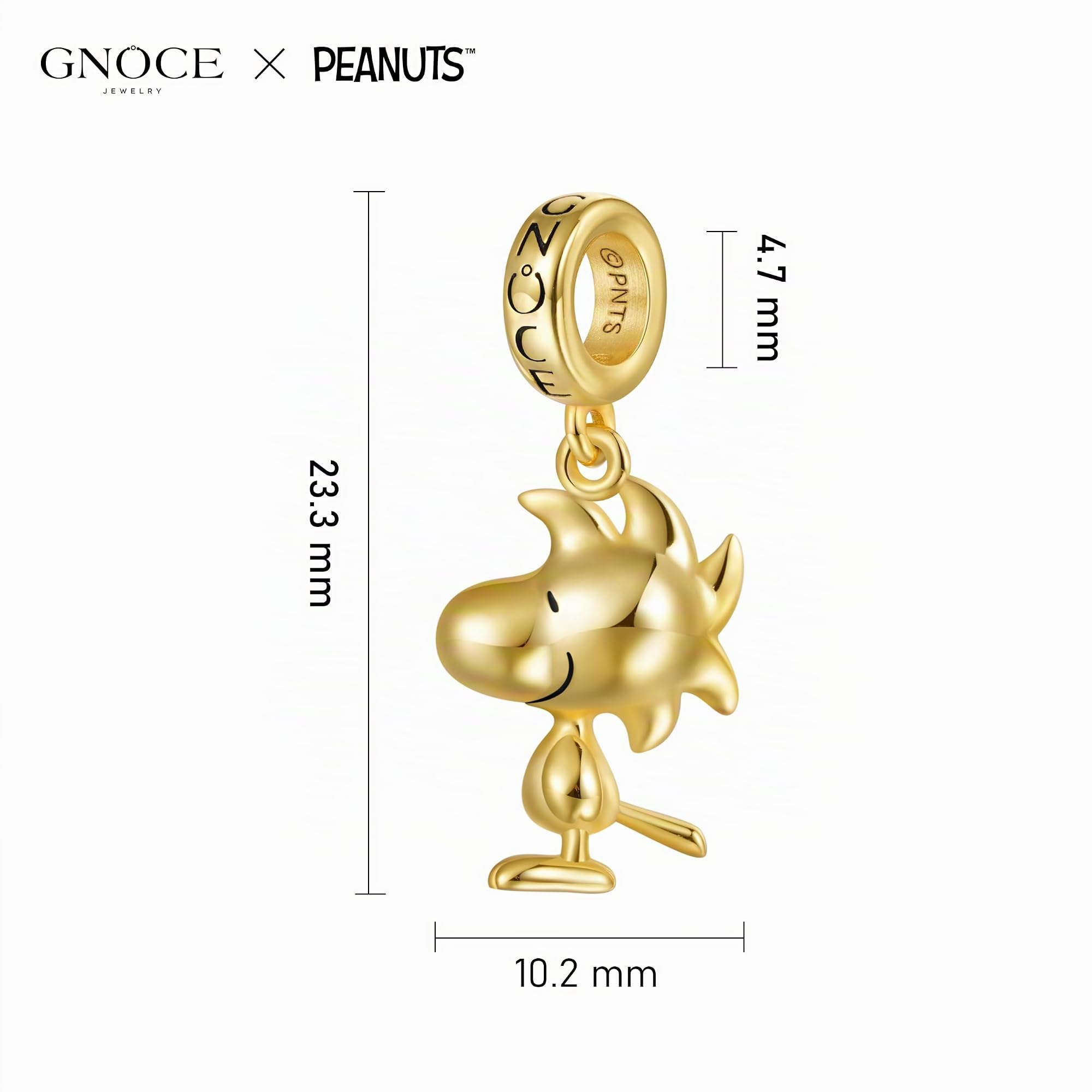 GNOCE Colgante Con Dije De Peanuts Standing Snoopy Cuentas De Plata De Ley 925 Dijes Para Mujeres y Niñas Joyería Regalo Para Fanáticos