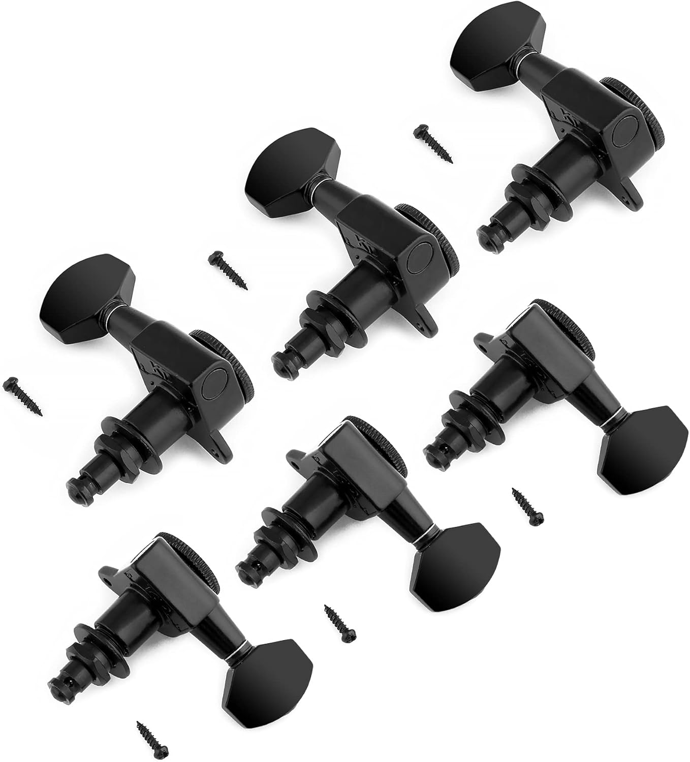 Rubatone Locking Guitar String Tuning Pegs Sealed Guitar Machine Heads Tuners Tuning Keys 1:18 Gear Ratio 3 Left 3 Right for Electric Guitar or Acoustic Guitar Black.