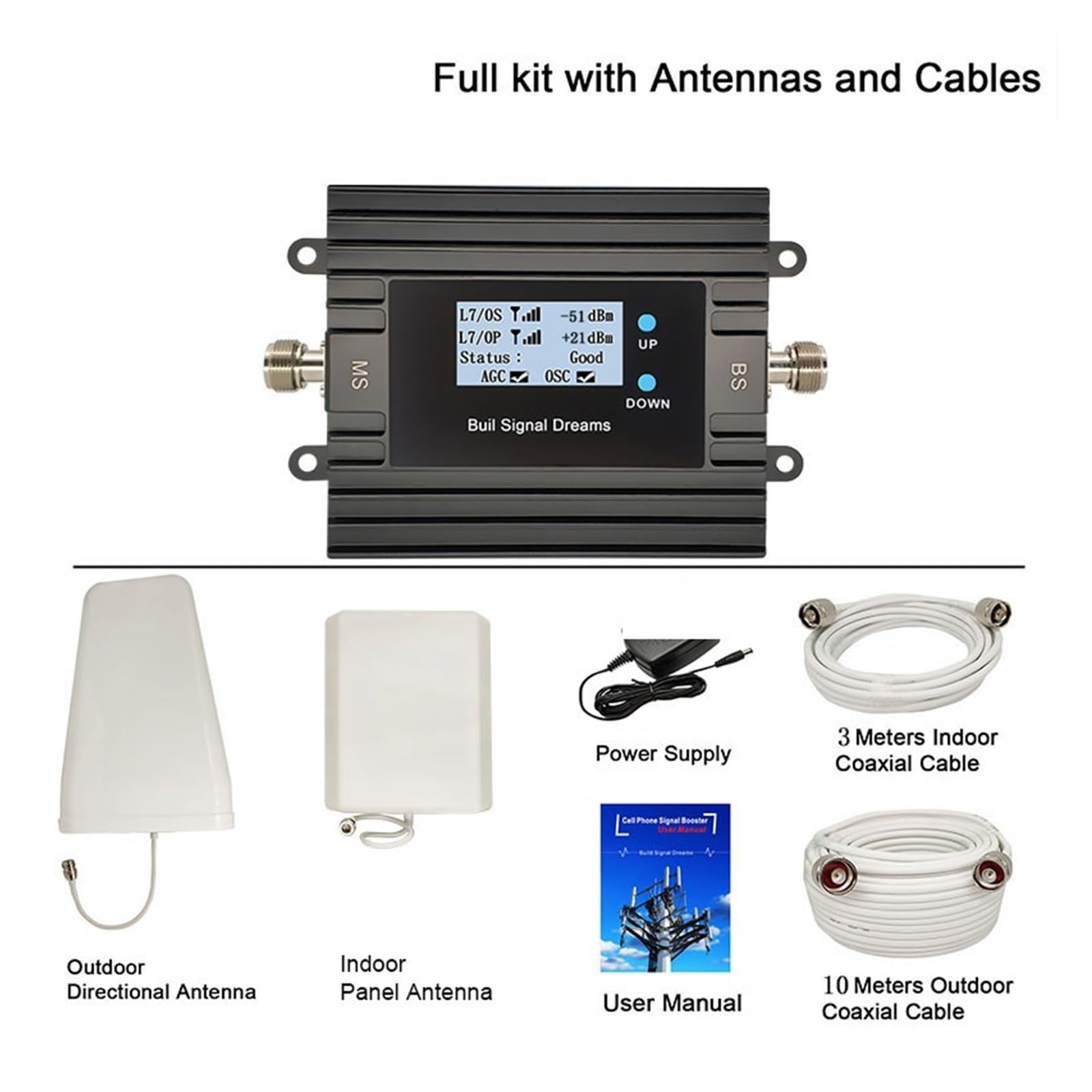 Amplificador De Señal For Celular Doméstico, 4G, 5G, 700 MHz, 2100, Repetidor LTE B1 B28, LCD, Gestión Remota Por Aplicación Cobertura más amplia(900-1800Mhz B8-B3)