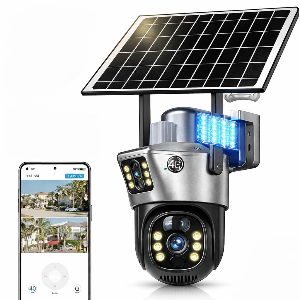 Full HD 360° PTZ View, 10Ah Battery, Color Night Vision | Solar Dual Lens 10MP (5MP+5MP) 4G CCTV Camera (Black or White)-image-12