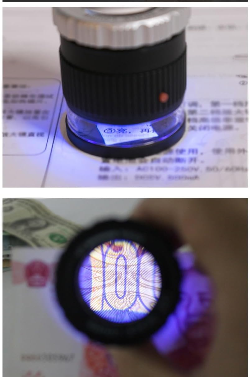 30x High-Power Portable Magnifying Glass with Lamp Tube