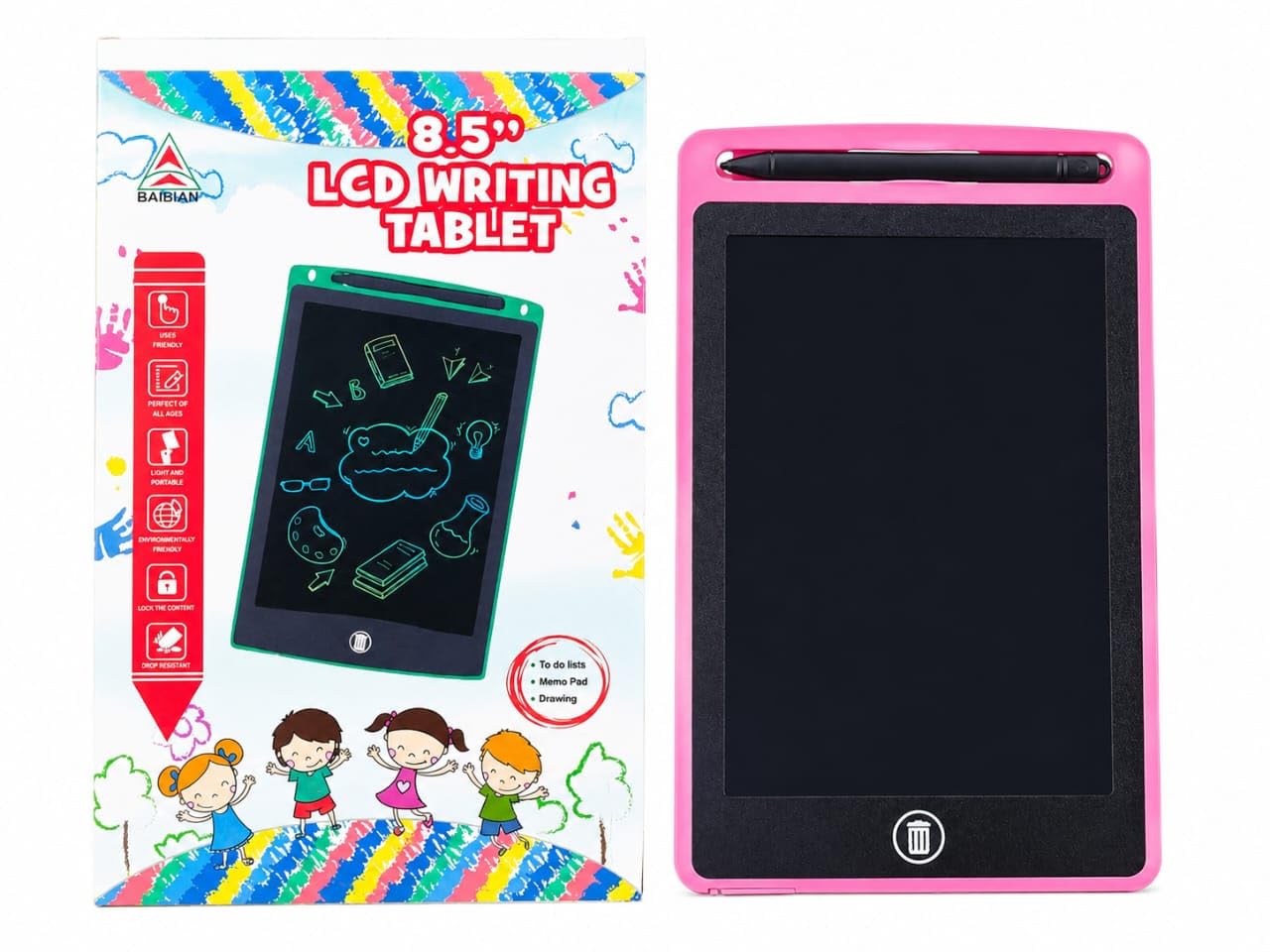 8.5 Inch LCD Writing Tablet for Kids with Stylus Pen | Reusable Digital Drawing & Writing Pad | One Click Erase & Screen Lock | Paperless Writing Board for Learning, Drawing, Office & Travel (Pink)-image-17