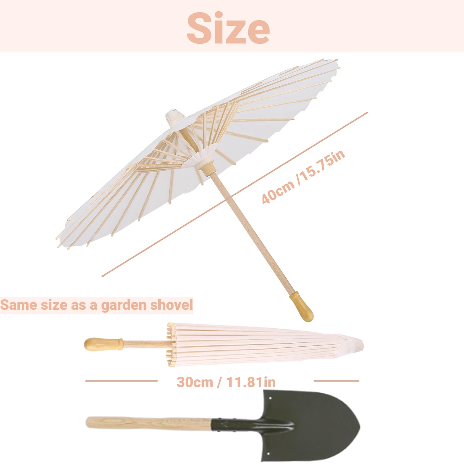 Ombrello Di Carta Bianco Per Decorazione - Diametro 60cm, Per Matrimoni, Feste E Pittura Fai Da Te - Foto 13