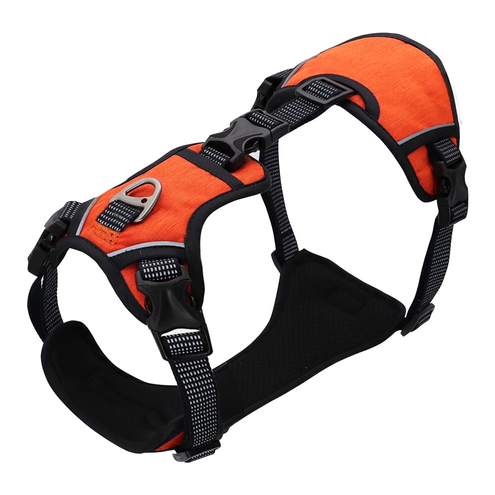 arnés para Perros, Arnés de Nylon reflexivo del Perro for los Perros medianos Grandes ningún tirón Grande for el Entrenamiento Que Camina(Orange,A)