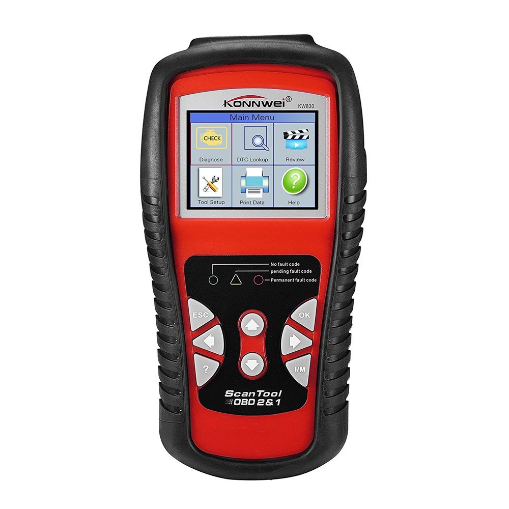 KONNWEI KW830 OBDII OBD2 EOBD - Escáner de diagnóstico automático para leer y borrar códigos de problemas del vehículo (rojo)