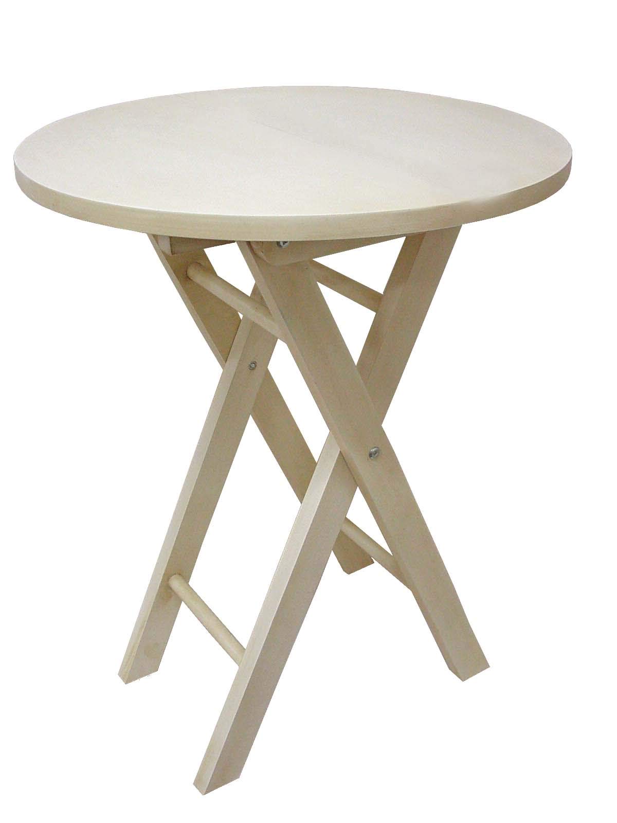 Desconocido Mesa Camilla Auxiliar MESITA Redonda SEMIPLEGABLE Madera Crema