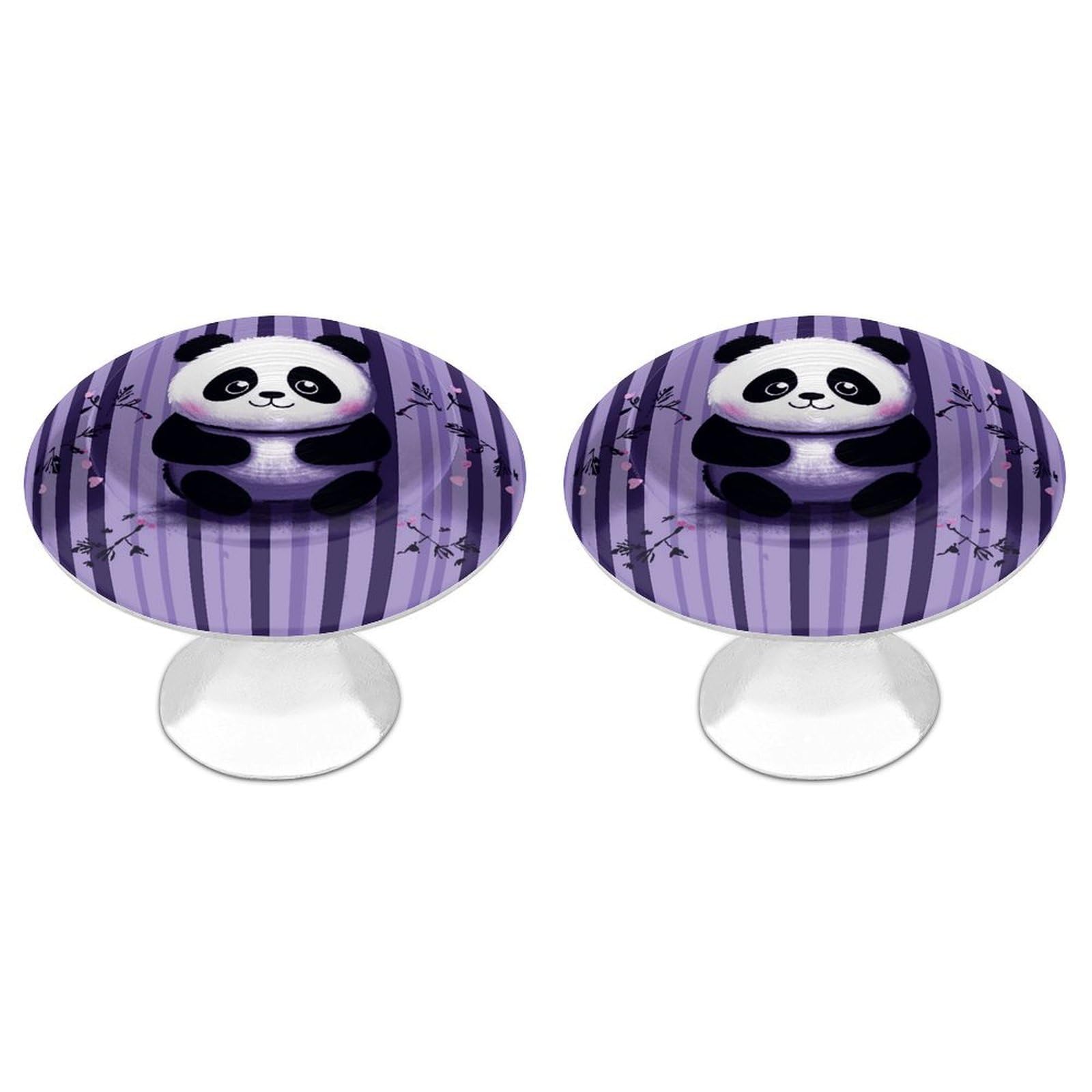 Fekiloot Style Purple Striped Panda Cabinet Knob Kitchen Drawer Knob Stainless Steel Round Drawer Pulls Modern Cabinet Hardware Vintage Dresser Drawer For Kitchen Bathroom Closet Dresser Cabinets