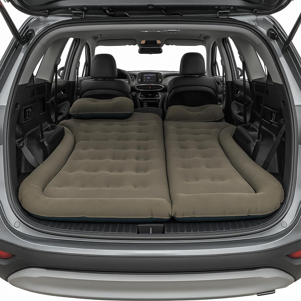 Wakeman Outdoors Inflatable Mattress - Car Air Mattress for SUV or Tent with Aux Outlet Pump and 2 Inflatable Pillows - Car Camping Gear (Gray)