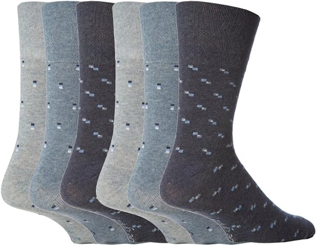 6 Pairs men's gentle grip no elastic socks 611 uk, 3945 eur Assorted