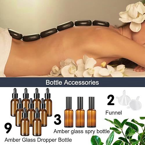 Miniatura 2 de 9 botellas con cuentagotas de 1 onza y 3 botellas de 1.7 onzas líquidas con 2 embudos, botella de tintura de vidrio ámbar de 1.0 fl oz con goteros