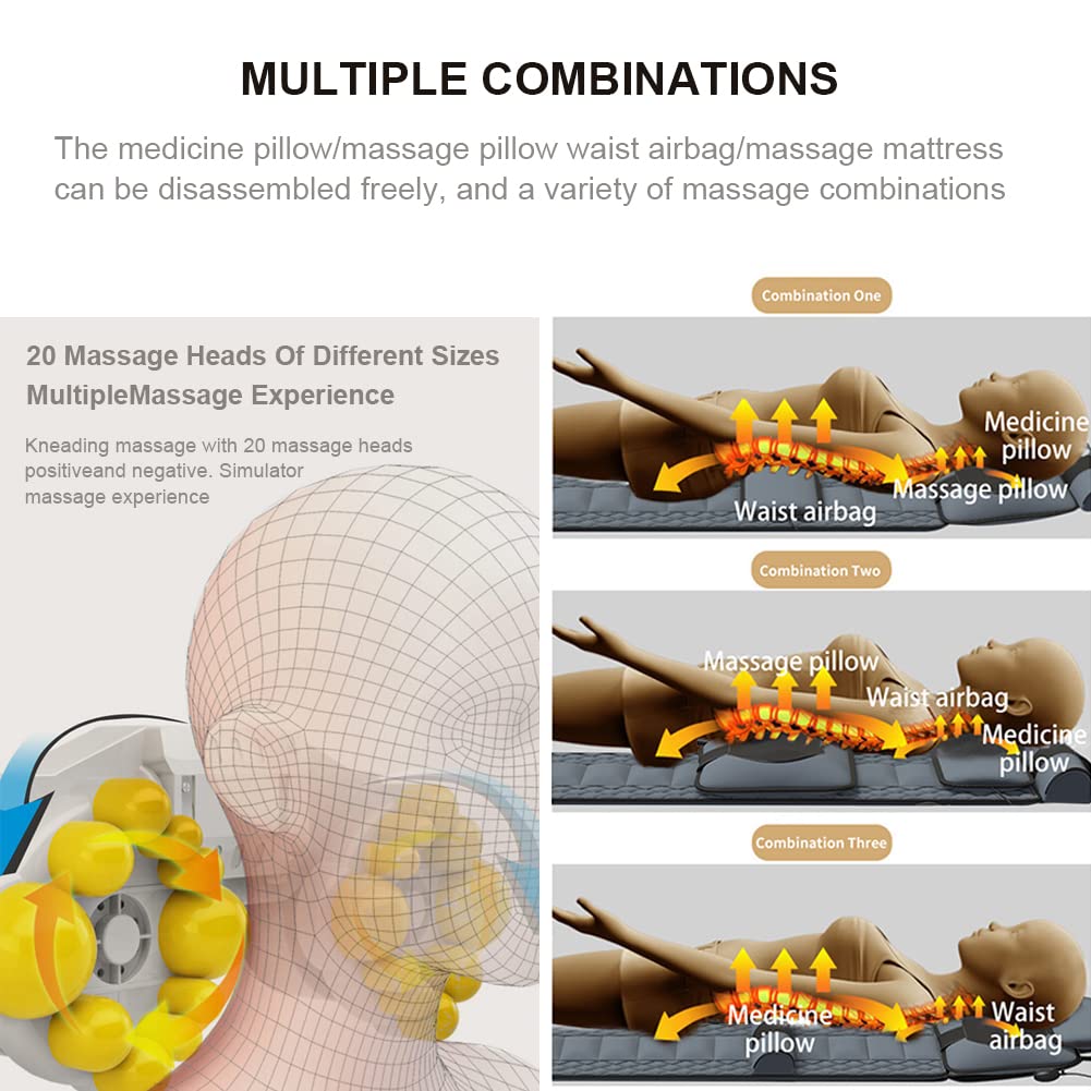 Colchoneta de masaje eléctrica de cuerpo completo Cojín de calefacción plegable de 9 modos con 10 motores vibratorios Shiatsu, para aliviar el dolor de piernas Lumbar en el cuello trasero
