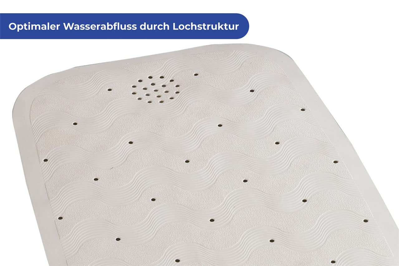 Wenko 84361900 mata do wanny z naturalnego kauczuku, guma, beżowa, 37 x 90 x 1,6 cm