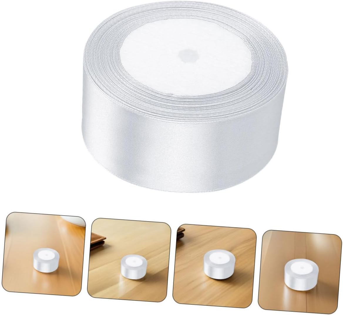 INOOMP 5pcs White Satin Decorative Ribbon for Wrapping and DIY Crafts, Polyester Present Wrap Ribbon for Wedding, Bouquet, Cake Decoration, and Floral Arrangements
