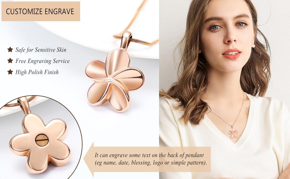 Flower Cremation Ashes Jewelry Cremation Necklace Memorial Locket for Ashes Keepsake Urn Pendants for Women/Men - Image 3