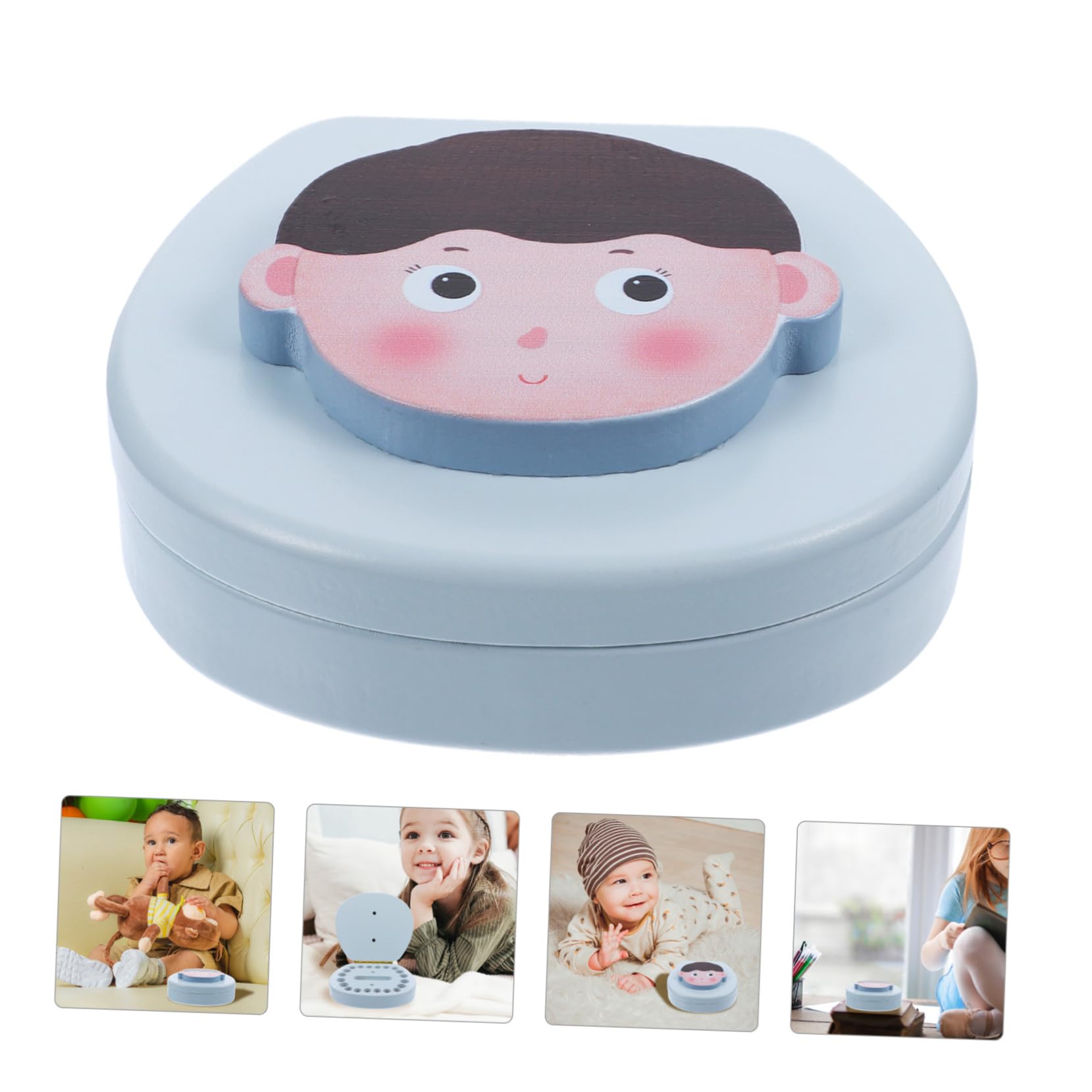 Caja de Recuerdos Guardado de Dientes de Madera, para Niños | 1 Juego, Cierre Fácil, Resistente al Desgaste, Detalles en Pp, Acrílico y Algodón