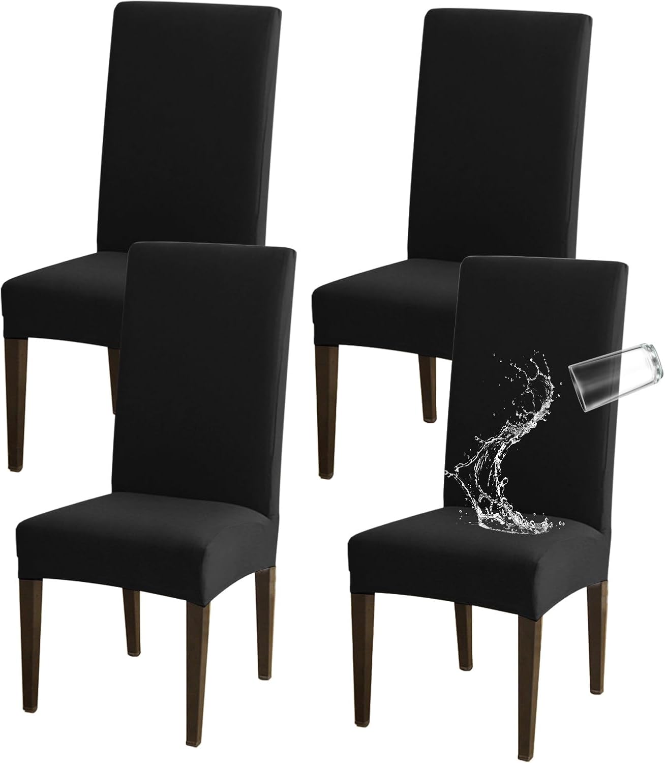 Juego de 4 fundas impermeables para sillas de comedor, fundas elásticas modernas para sillas de comedor, banquetes, cocina, bodas, fiestas, lavables