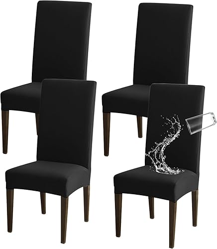 Juego de 4 fundas impermeables para sillas de comedor, fundas elásticas modernas para sillas de comedor, banquetes, cocina, bodas, fiestas, lavables