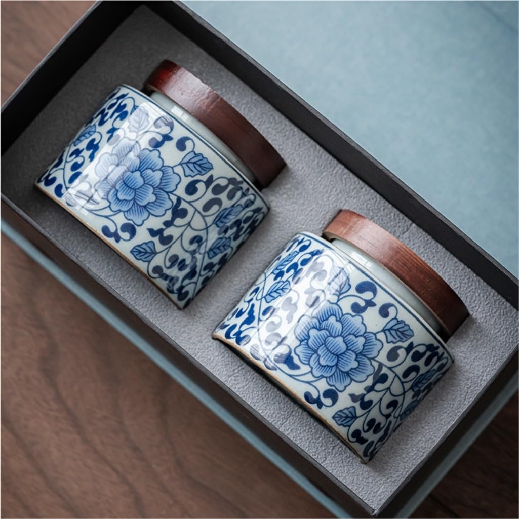 Ceramiczny pojemnik na herbatę, ceramiczny słoik do przechowywania herbaty, kuchenny słoik z zamknięciem, słoik na przekąski, słoik na słodycze, chiński zestaw do herbaty w stylu retro, podwójny zes