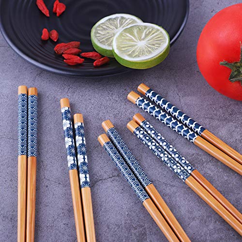 image for Antner 5 Pairs Natural Bamboo Chopsticks Reusable Classic Japanese Sty
