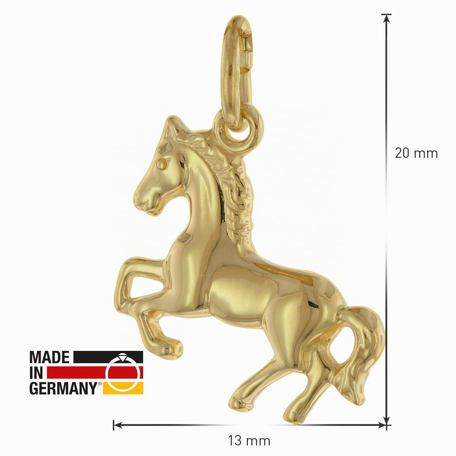 trendor Mädchen-Halskette mit Pferdchen Gold auf Silber 925 75715 | Pferde-Anhänger Kette für Kinder, Silberschmuck vergoldet, Tolle Geschenkidee