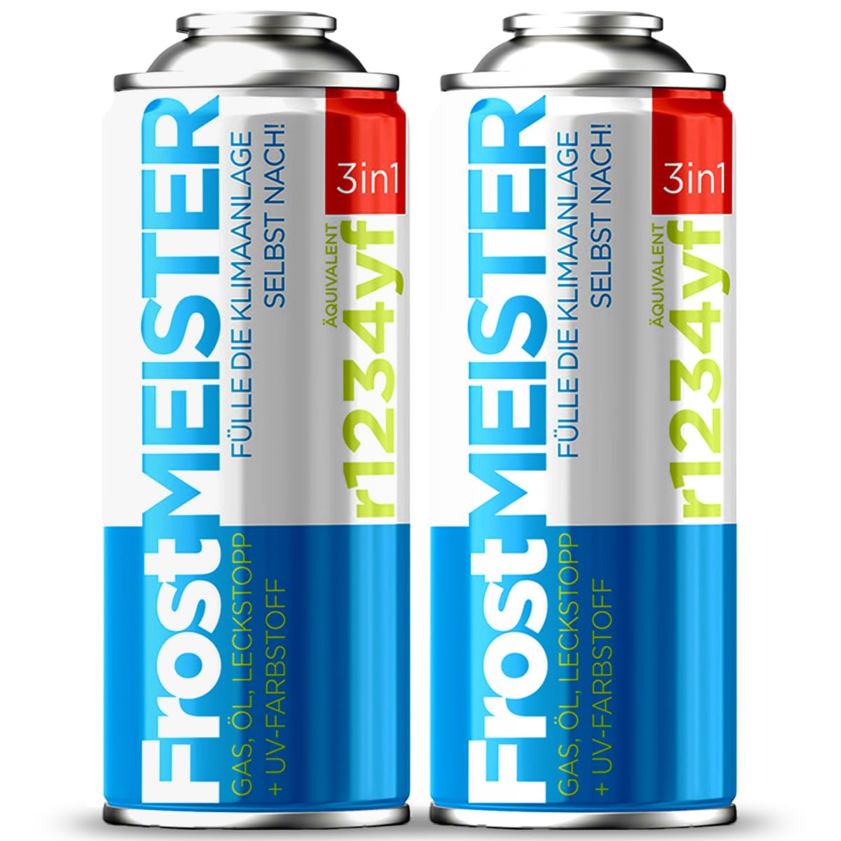 3in1 – Auto-Klimaanlagen-Nachfüllset 2X 400 ml Dose – Ersatzkältemittel, Kompressoröl & Dichtmittel für R1234yf (ab Baujahr 2017)
