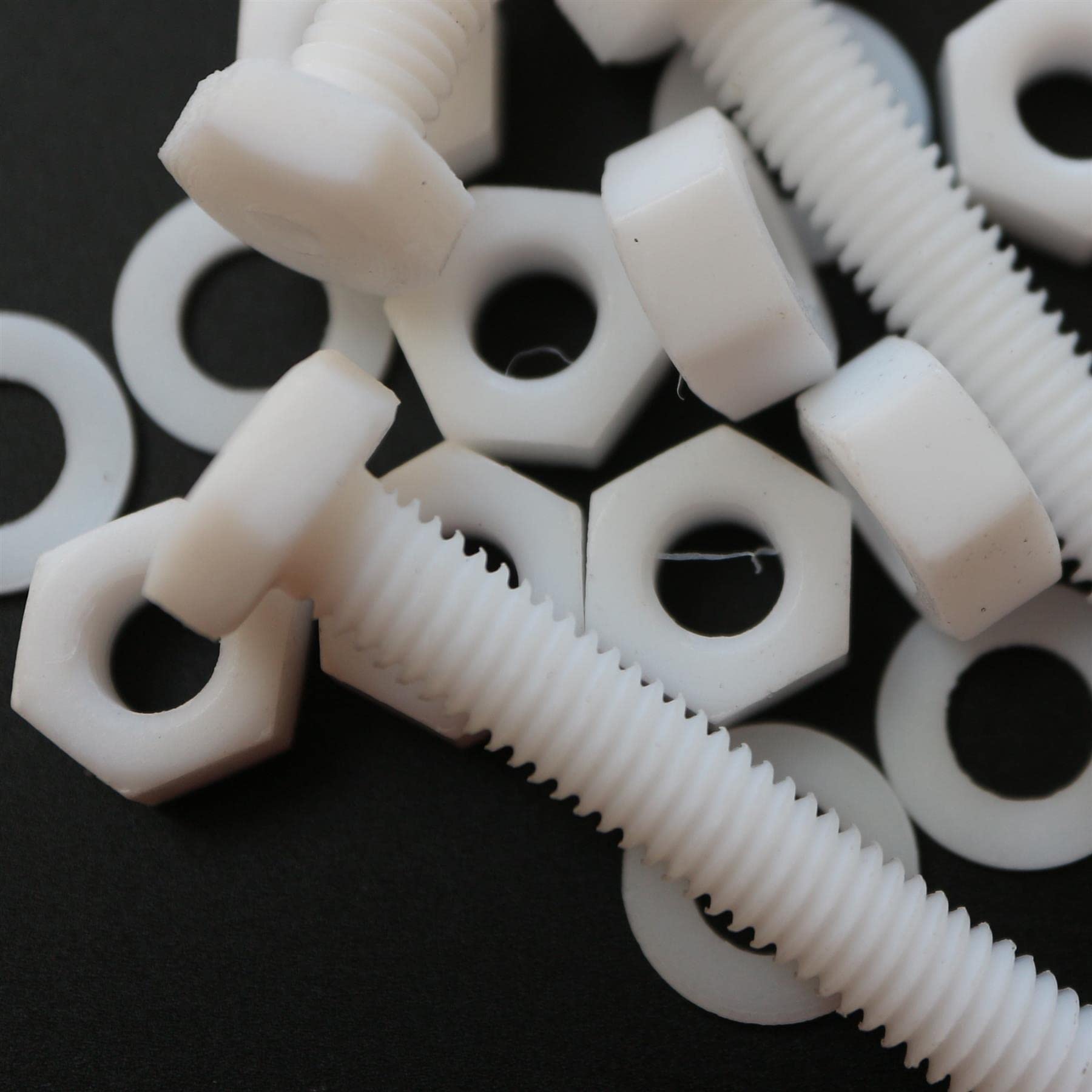 10x Viti a testa esagonale naturali in PTFE M6 x 40 mm + dadi & rondelle