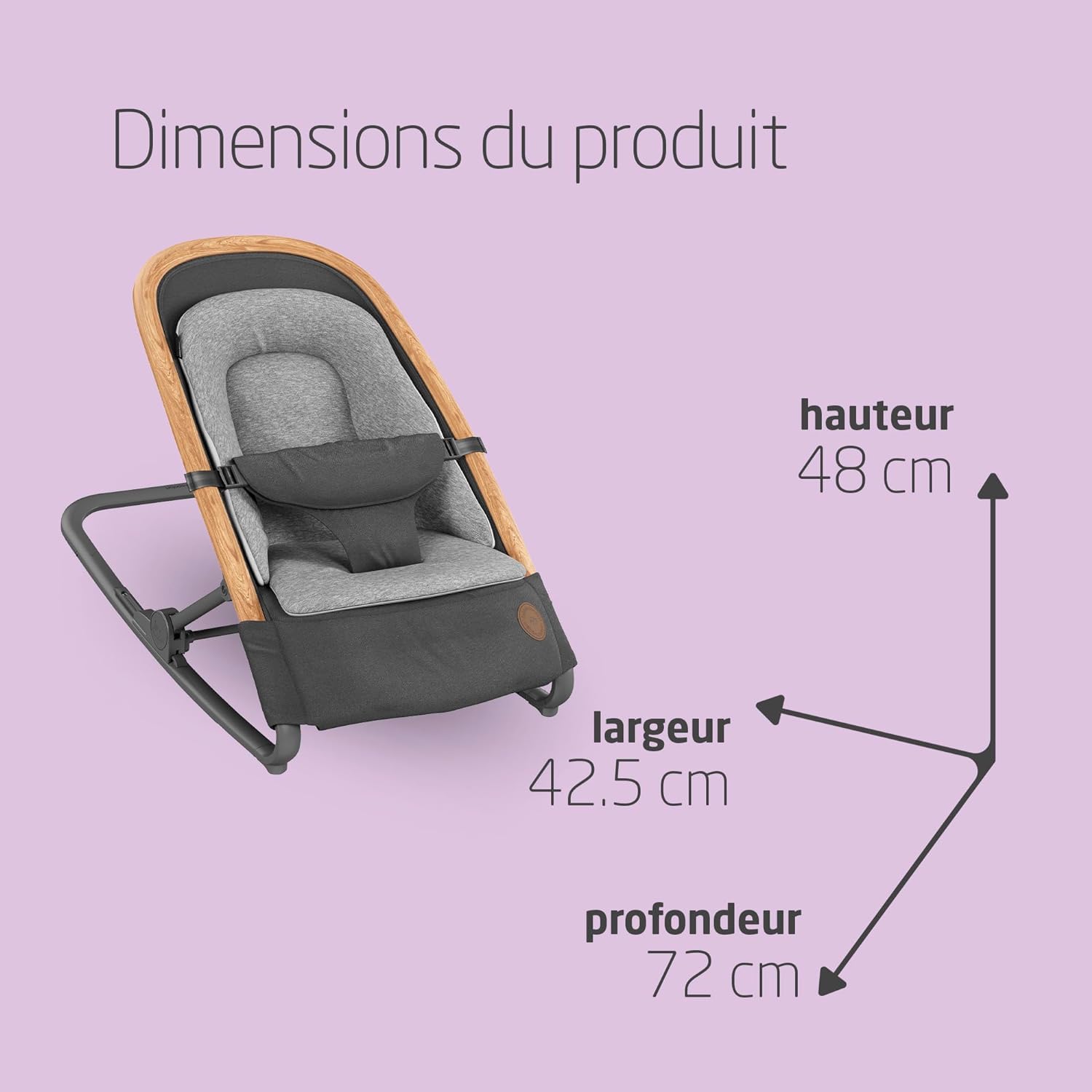 Maxi-Cosi Kori Chaise Transat Bebe 2-en-1, 0-6 Mois, jusqu'à 9 kg, Baby Bouncer, 3 Positions d'Inclinaison, Léger & Compact, Harnais Facile à Installer, Coussin Nouveau-né, Essential Graphite